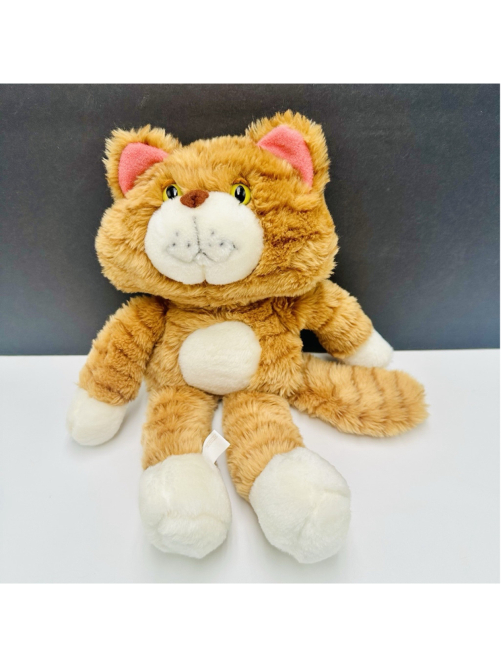 VTG Avon Carmichael Orange Tabby Cat Plush 15" Green Eyed Kitty 1984 EUC